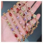 Gold Plated Zircon Heart Clover Bracelet for Women