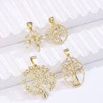 14K Gold Plated Tree of Life Pendant – Sparkly Zirconia Charm