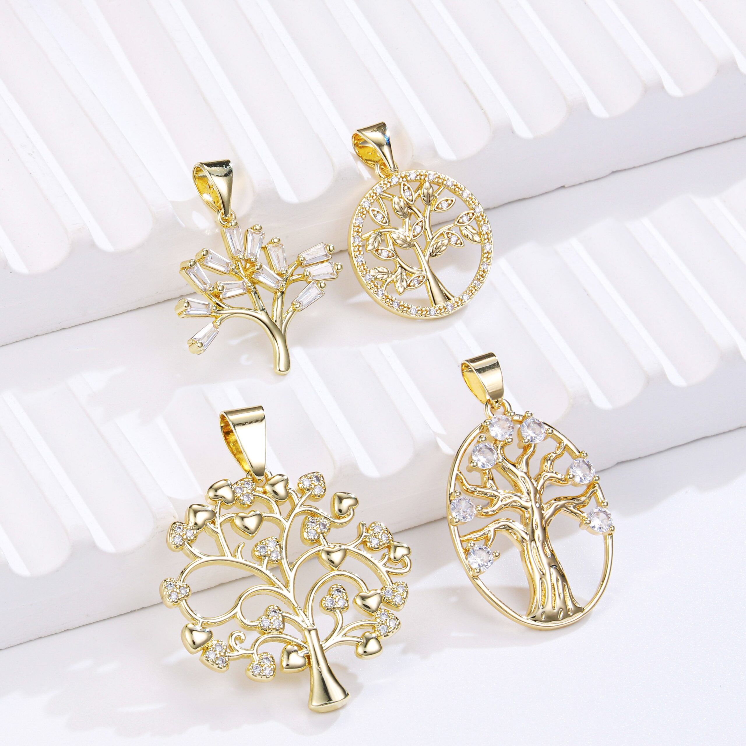 H9adeb1f8588748daaa3c90cc265bd30 14K Gold Plated Tree of Life Pendant – Sparkly Zirconia Charm - Image 1