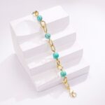 Handmade Turquoise Bracelet With 14K Gold Plating - Image 4