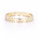 14k Gold Plated Curved Bar Watch Band Bracelet - Image 3