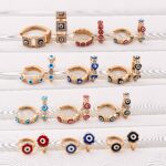 18K Gold Plated Evil Eye Huggie Earrings for Women