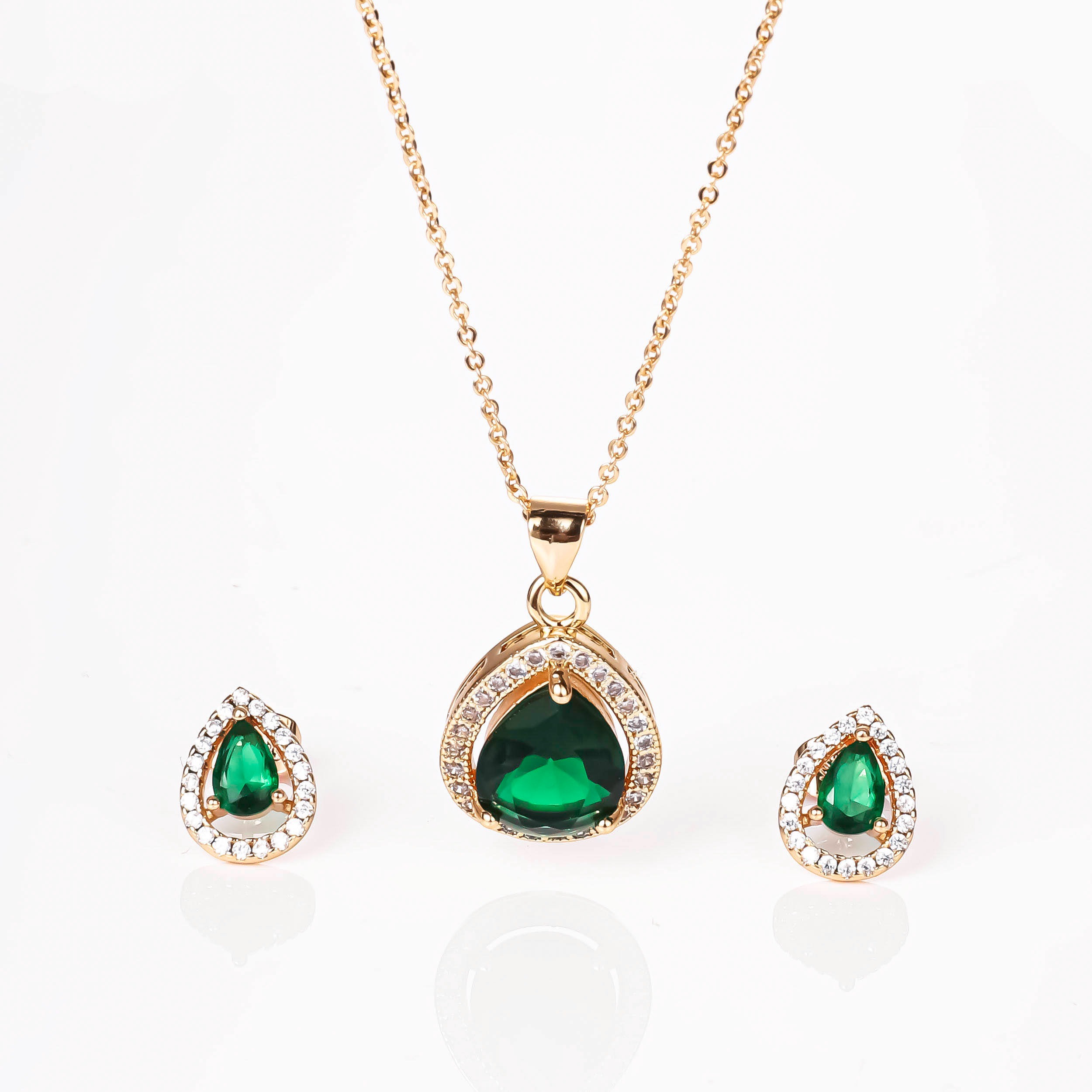 Ha1dce8f9120b43c3a362edbd12bfa17 Zircon 18K Gold Plated Necklace Set - Image 1