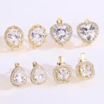 14K Gold Plated Chunky Zircon Huggie Earrings for Women