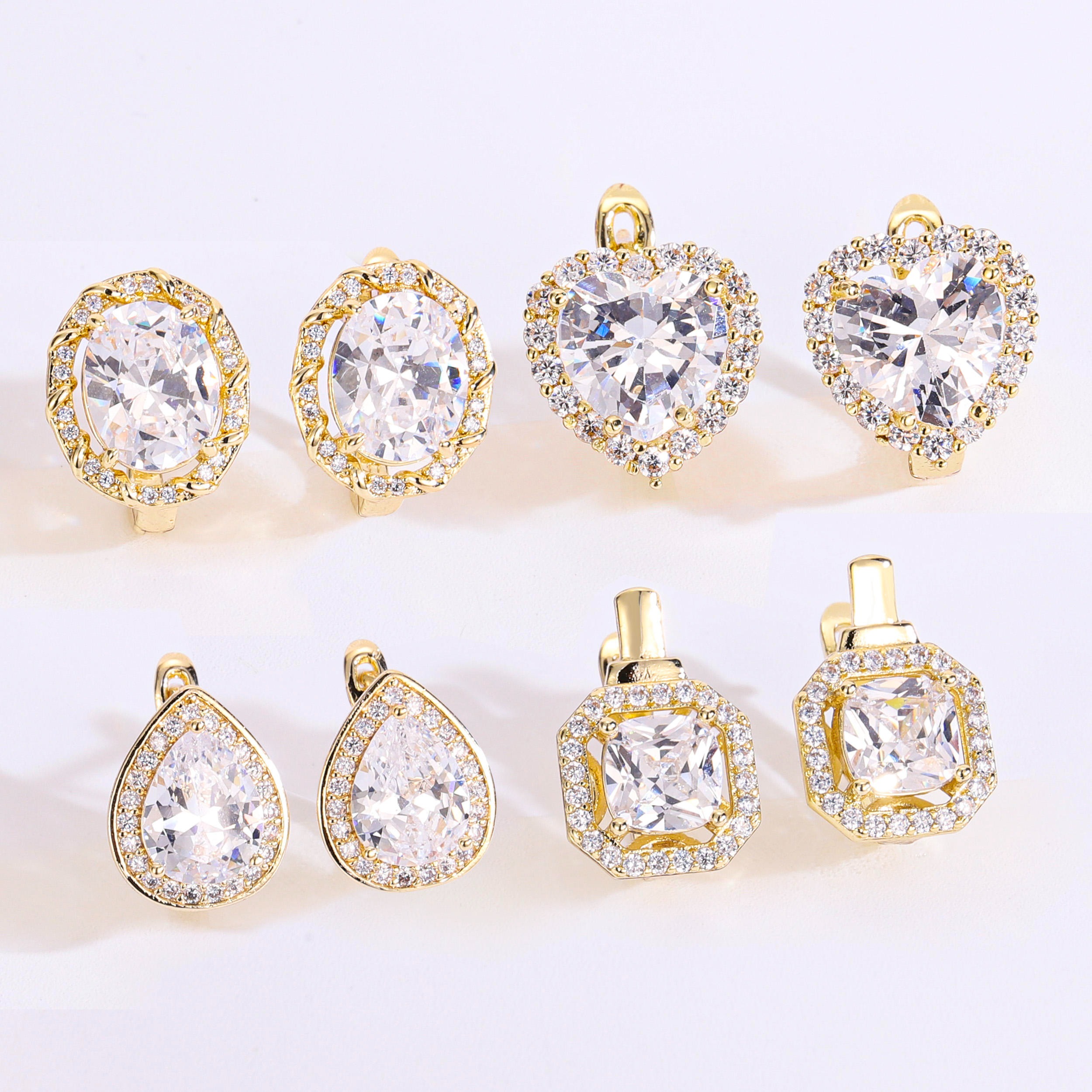 Ha74592f458ca46b2966efd80ee9cb12 14K Gold Plated Chunky Zircon Huggie Earrings for Women - Image 1