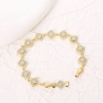 14k Gold Plated Heart Square Cuban Chain Bracelet - Image 5