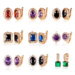 18K Gold Plated Emerald Hoop Earrings for Women