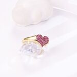 Chunky Heart 14k Gold Plated Zicon Ring - Image 3