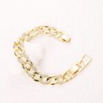 14k Gold Plated Heart Square Cuban Chain Bracelet - Image 3