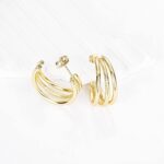 14K Gold Pearl Hoop Earrings - Image 5