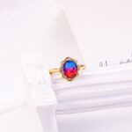 18k Gold Plated Flower Ring with Gradient Zircon - Image 2