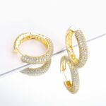 14K Gold Huggie Earrings with Cubic Zirconia