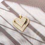 14k Gold Plated Zirconia Pave Heart Pendant – Large Ice Out Pendant for Women - Image 2