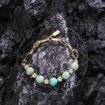Handmade Turquoise Bracelet With 14K Gold Plating - Image 5