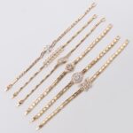 Trendy 18K Gold Plated Butterfly Clover Copper Bracelet with Zircon Charm - Image 3