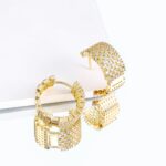 14K Gold Huggie Earrings with Cubic Zirconia - Image 3