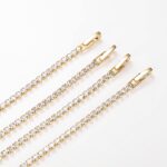 Brass Cuban Tennis Necklace 14K Gold Plated Zircon - Image 3