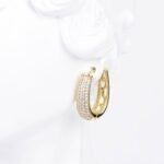 Gold Plated Huggie Hoop Earrings with Cubic Zirconia - Image 4