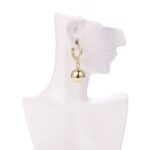 14k Gold Plated Minimalist Ball Drop Hoop Earrings for Women - Image 3