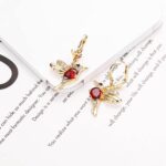 14K Gold Plated Hummingbird Drop Earrings with Colored Zircon - Image 5