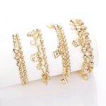 14K Gold Plated Women’s Lucky Adjustable Charm Bracelet – Stretch Beaded Fashion Bracelet