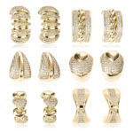 14K Gold Plated Heart Hoop Earrings with Zircon – Fashionable Studs for Women - Image 2