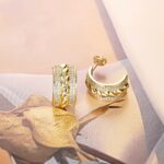 14K Gold Plated Heart Hoop Earrings with Zircon – Fashionable Studs for Women - Image 3