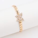 Trendy 18K Gold Plated Butterfly Clover Copper Bracelet with Zircon Charm - Image 4