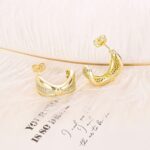 14K Gold Plated Heart Hoop Earrings with Zircon – Fashionable Studs for Women - Image 6