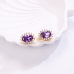 18K Gold Plated Emerald Hoop Earrings for Women - Image 3