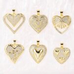 14k Gold Plated Zirconia Pave Heart Pendant – Large Ice Out Pendant for Women