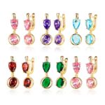 14K Gold CZ Water Drop Earrings for Women