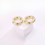 14k Gold Plated Minimalist Hoop Huggie Earrings - Image 4