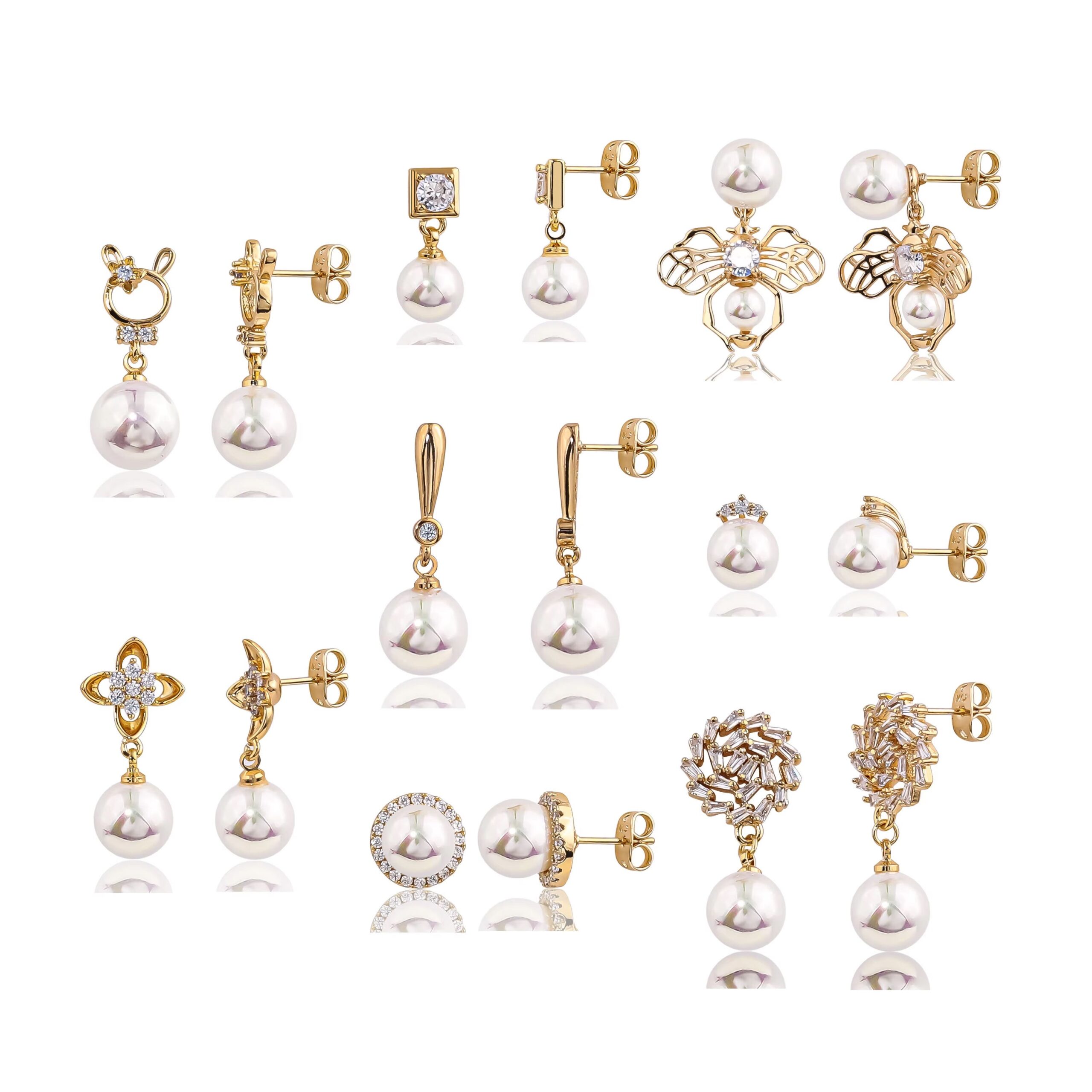 Hf1990c24c2ce489e953b1fb2282270d 18K Gold Plated Pearl Zircon Drop Earrings for Women - Image 1