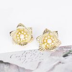 14K Gold Pearl Hoop Earrings - Image 3