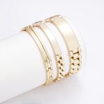 14k Gold Plated Curved Bar Watch Band Bracelet