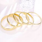 14k Gold Fashion Jewelry - Shiny Hypoallergenic Minimalist Arc Bangle