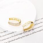 Gold Plated Huggie Hoop Earrings with Cubic Zirconia - Image 2