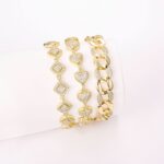 14k Gold Plated Heart Square Cuban Chain Bracelet
