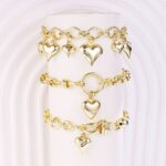 old-Plated Love Heart Bracelet for Women – Adjustable Pulsera