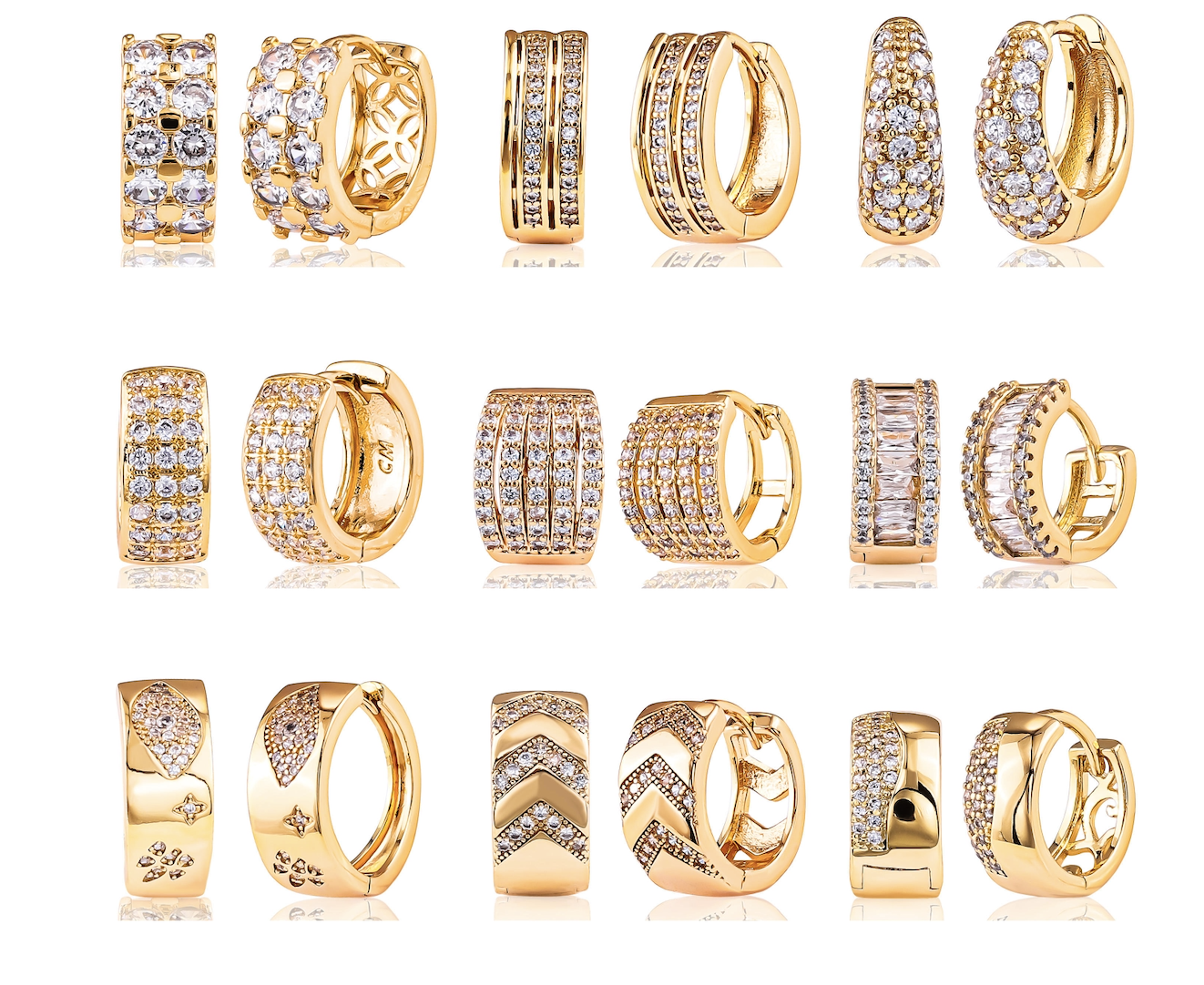 Screenshot at Feb 21 20-32-31 18K Gold Plated Zircon Huggie Hoop Earrings for Women - Image 1